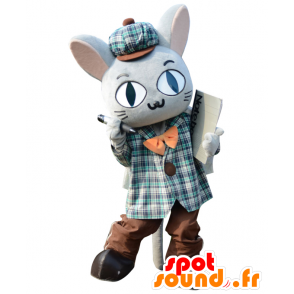 Maskot Fukanyan, chatovat s kostkované oblečení - MASFR26509 - Yuru-Chara japonské Maskoti