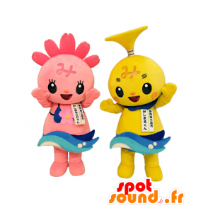 Mascotte de Shizuoka et Mishimaru petit monstre jaune et rose - MASFR26534 - Mascottes Yuru-Chara Japonaises