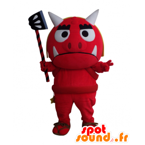 Onisuta maskot, rød og hvid imp, med horn - Spotsound maskot