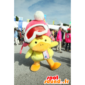 Kunio maskot, gul andebryst og appelsin med en storkar - MASFR26649 - Yuru-Chara japanske Mascots