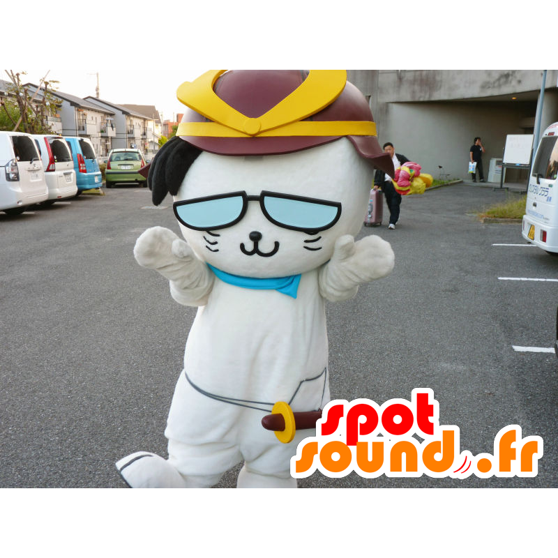 Sabanyan maskot, samurai vit katt - Spotsound maskot