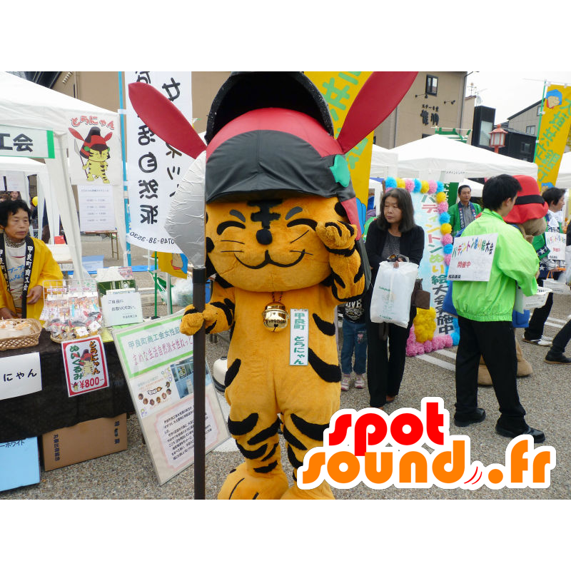 Mascot Toranyan, tigre laranja e preto com um capacete grande - MASFR26685 - Yuru-Chara Mascotes japoneses