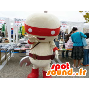 Mascot Monotaro-Samurai, ninja branco e vermelho - MASFR26687 - Yuru-Chara Mascotes japoneses