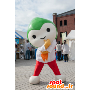 Mascot Choruru, groen en wit man in een rode jurk - MASFR26718 - Yuru-Chara Japanse Mascottes