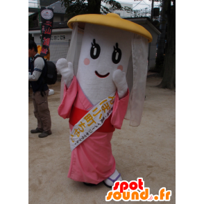 Mascota Komachi chan, princesa de color rosa con un velo - MASFR26742 - Yuru-Chara mascotas japonesas