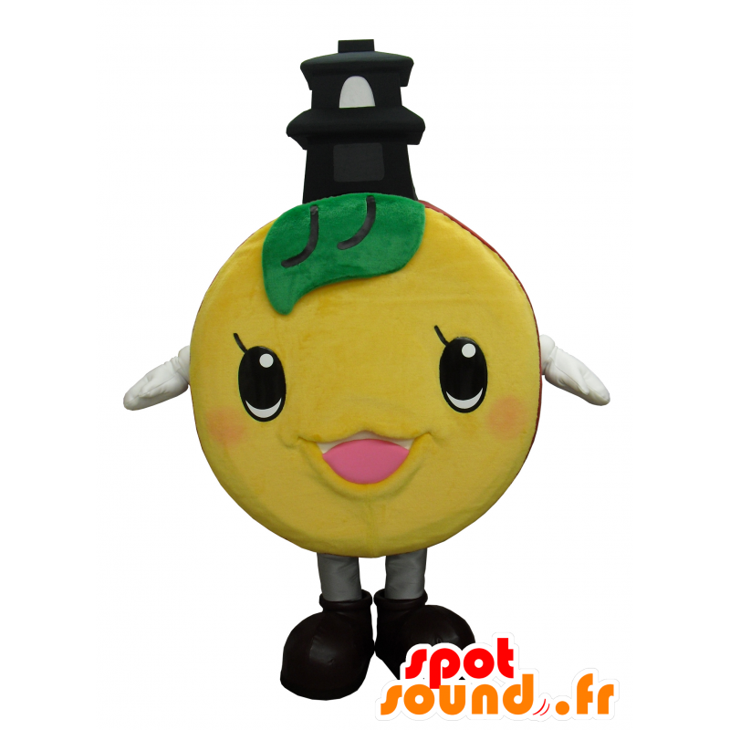 Oransje maskot, runde mandarin med et tempel - MASFR26756 - Yuru-Chara japanske Mascots