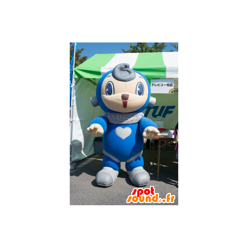 Rokkyun mascotte, blu e grigio robot - MASFR26778 - Yuru-Chara mascotte giapponese