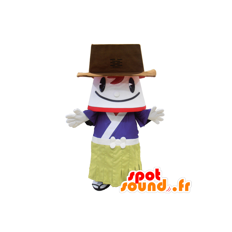 Mascotte de Tsushimaru, homme asiatique, avec un grand chapeau - MASFR26784 - Mascottes Yuru-Chara Japonaises