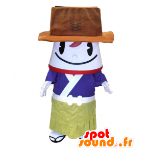 Tsushimaru maskot, asiatisk mand, med en stor hat - Spotsound