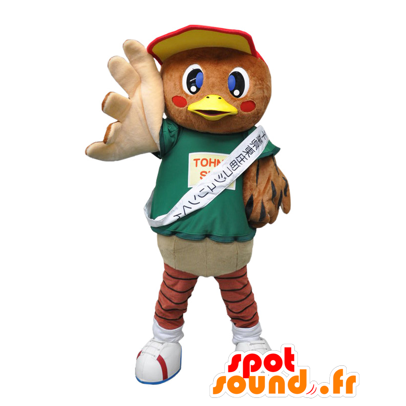 Mascot Kojurin κουν, καφέ σπουργίτι, πράσινο και μπεζ, γιγαντιαία - MASFR26829 - Yuru-Χαρά ιαπωνική Μασκότ