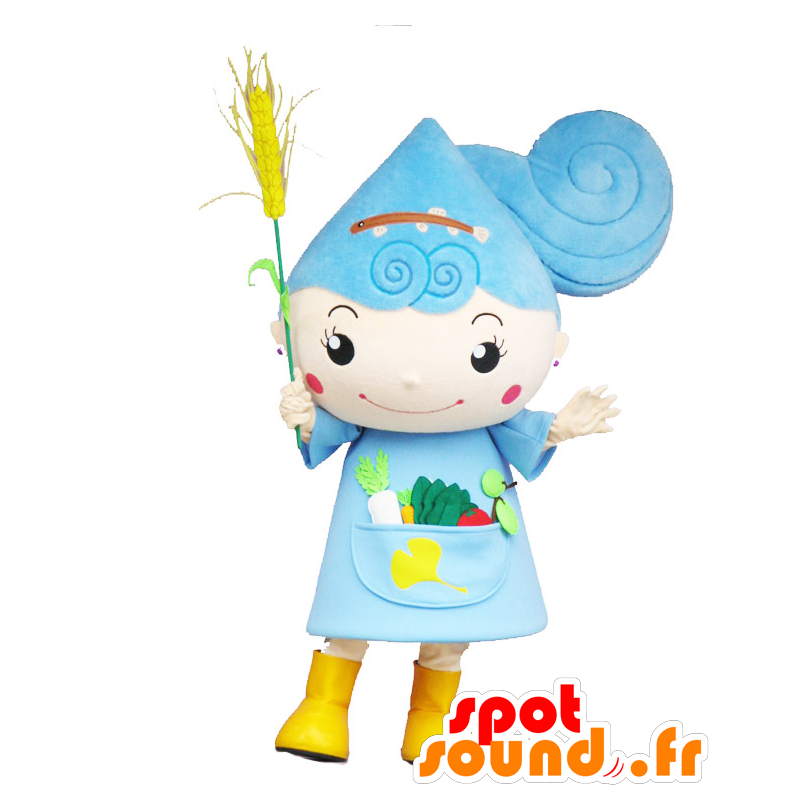 Maskot Rurume chan, blue dívka se spoustou zeleniny - MASFR26853 - Yuru-Chara japonské Maskoti