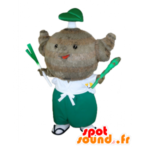 Satomaru kun mascot, gray and hairy animal with vegetables - MASFR26879 - Yuru-Chara Japanese mascots