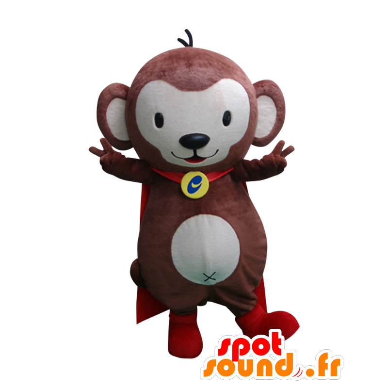 Mascot Cell Monkey, brun og hvit ape med en cape - MASFR26899 - Yuru-Chara japanske Mascots