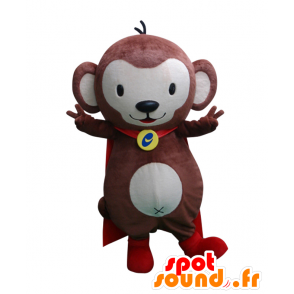 Mascot Cell Monkey, brun og hvit ape med en cape - MASFR26899 - Yuru-Chara japanske Mascots