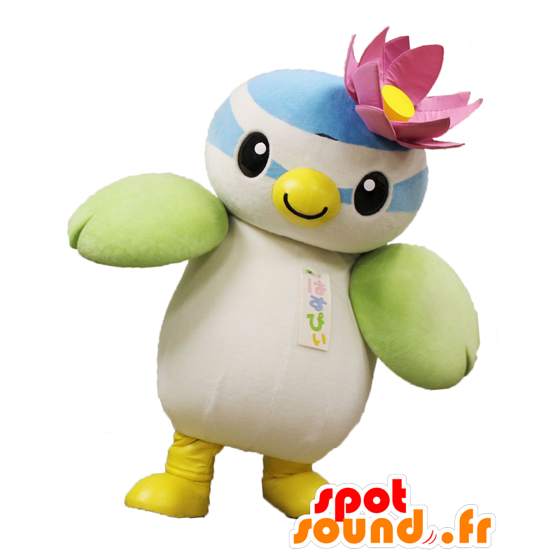 Hasupyi mascot, colorful bird with a lotus flower - MASFR26907 - Yuru-Chara Japanese mascots