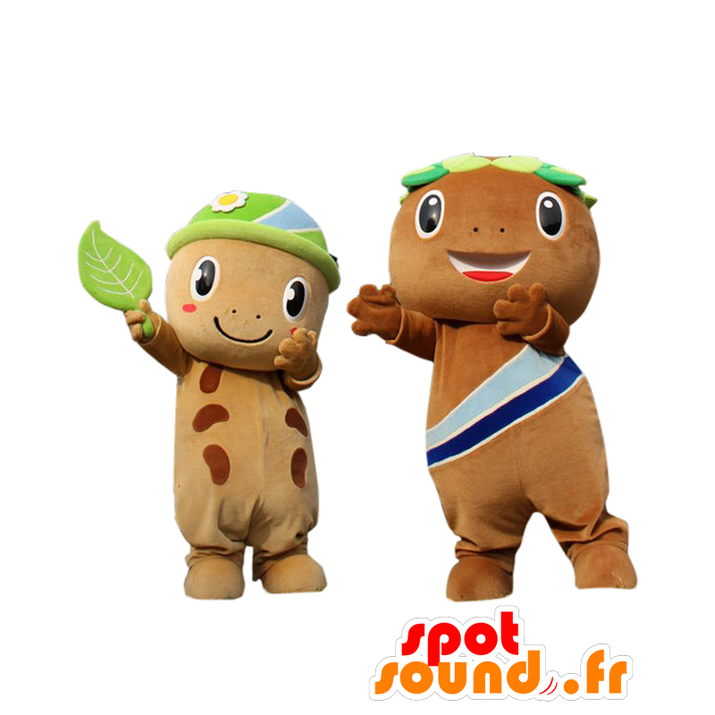 Mascotes Morikko e San-Chan, 2 salamandras castanho - MASFR26938 - Yuru-Chara Mascotes japoneses