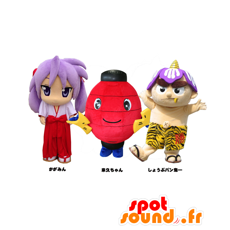 Maskoti Iris Bread Raihisa chan a Kagami - 3 maskoti - MASFR27033 - Yuru-Chara japonské Maskoti