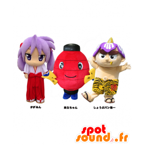 Maskoti Iris Bread Raihisa chan a Kagami - 3 maskoti - MASFR27033 - Yuru-Chara japonské Maskoti