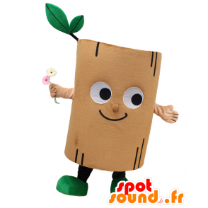 Mascot Go-kun, pedaço de madeira sorrindo, marrom e verde - MASFR27051 - Yuru-Chara Mascotes japoneses