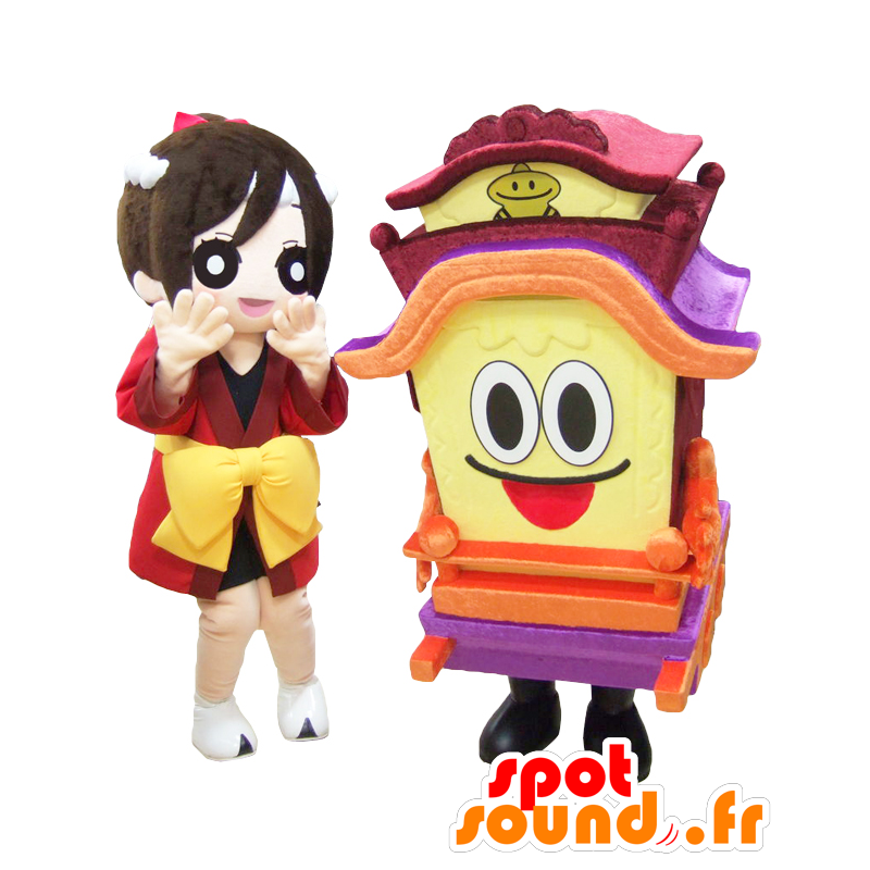 Mascotas de Hanshin y Matsuri-chan, una niña y una silla - MASFR27094 - Yuru-Chara mascotas japonesas