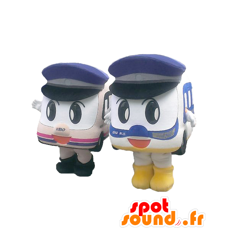 Mascots and Pinpon Panpon, 2 giant bus with a cap - MASFR27106 - Yuru-Chara Japanese mascots