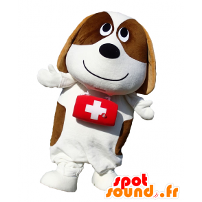 Maskotti Giraud valkoiset St. Bernard ja ruskea piippu - MASFR27135 - Mascottes Yuru-Chara Japonaises