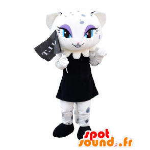 Yuki-chan maskot, vit makeupkatt, vacker och feminin -