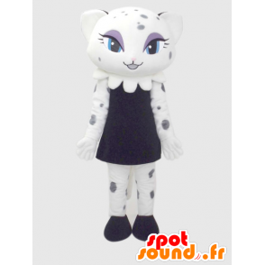 Yuki-chan maskot, vit makeupkatt, vacker och feminin -