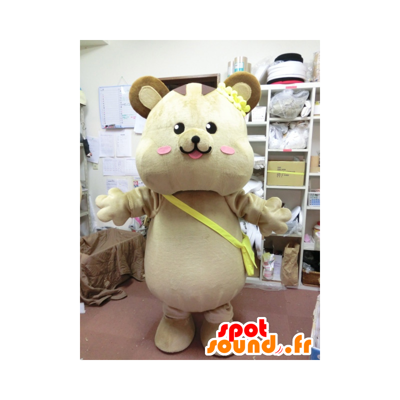 Habahana chan maskot, store beige og brun ekorn - MASFR27193 - Yuru-Chara japanske Mascots