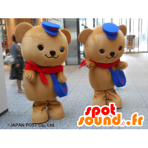 Mascotte Posukuma, 2 Teddy beige con tappi - MASFR27222 - Yuru-Chara mascotte giapponese