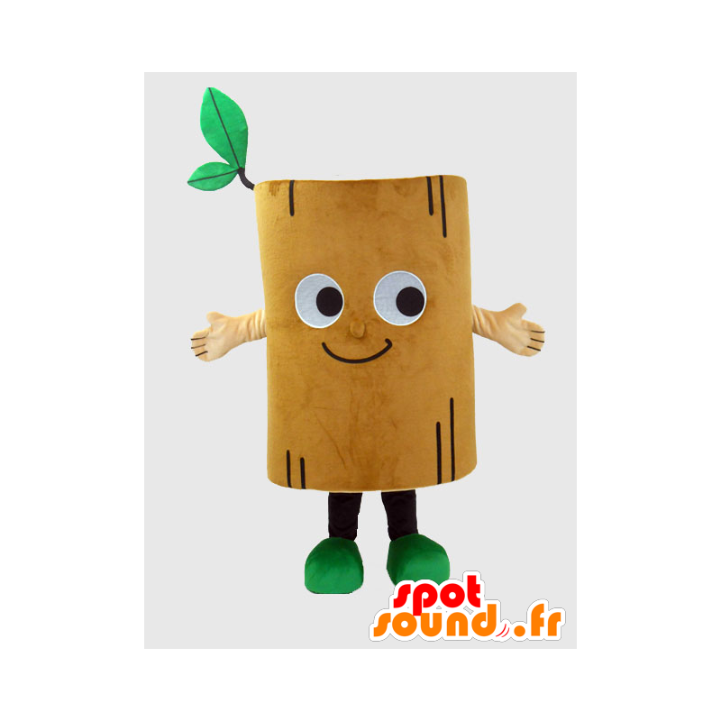 Mascot Go-kun, pedaço de madeira sorrindo, marrom e verde - MASFR27232 - Yuru-Chara Mascotes japoneses