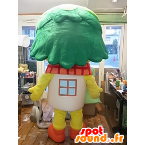 Ossis chan mascot, yellow character with green hair - MASFR27244 - Yuru-Chara Japanese mascots