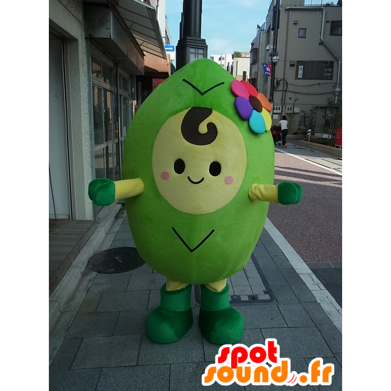 Mascotte de MiyaRin, bonhomme vert, légume géant avec une fleur - MASFR27245 - Mascottes Yuru-Chara Japonaises