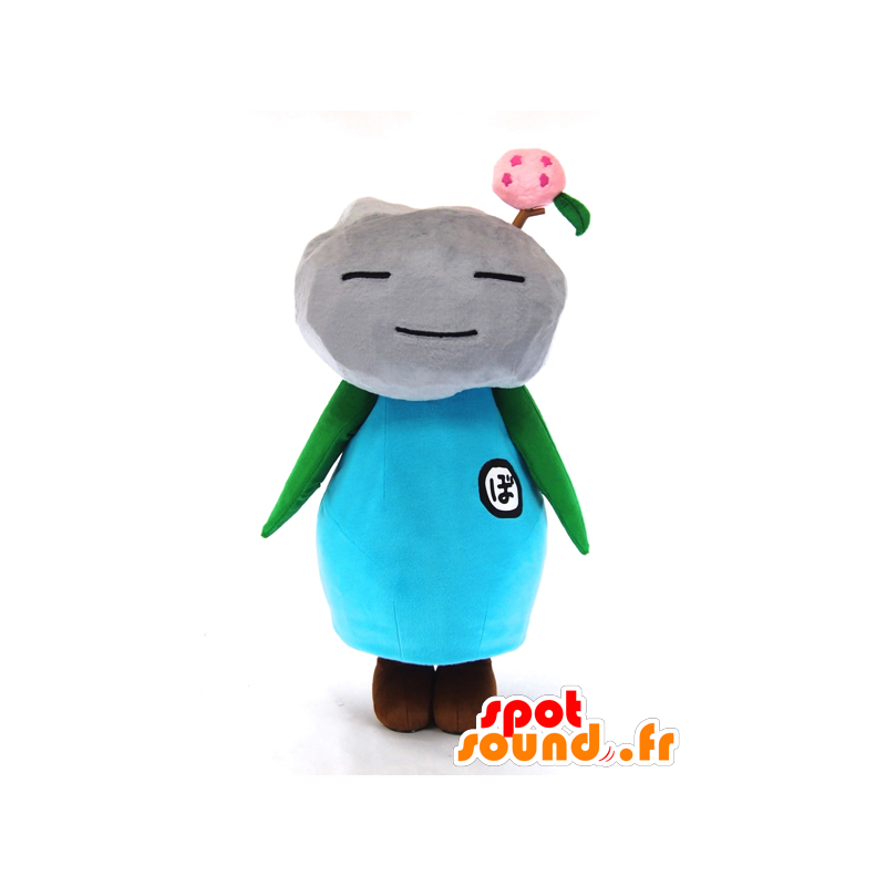 Maskotti Button-kun, lumiukko rock-muotoinen pää - MASFR27263 - Mascottes Yuru-Chara Japonaises