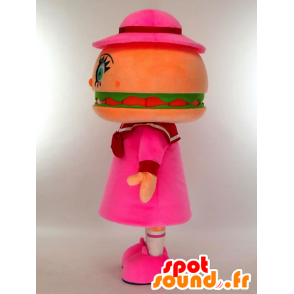 Mascot Sasebonoboko-chan kledd hamburger gigantiske rosa - MASFR27266 - Yuru-Chara japanske Mascots