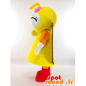 Gele vlinder mascotte, oranje en zwart met grote ogen - MASFR27304 - Yuru-Chara Japanse Mascottes