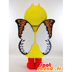 Gele vlinder mascotte, oranje en zwart met grote ogen - MASFR27304 - Yuru-Chara Japanse Mascottes