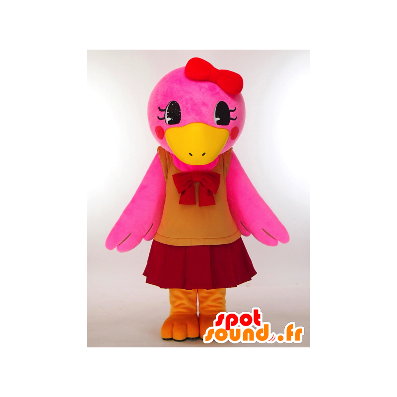 Wing-chan maskot kledd rosa and med en pen kjole - MASFR27306 - Yuru-Chara japanske Mascots