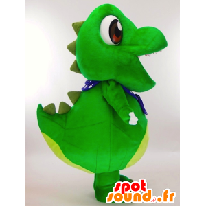 Mascotte de Saurusukun, dinosaure vert et jaune très mignon - MASFR27311 - Mascottes Yuru-Chara Japonaises