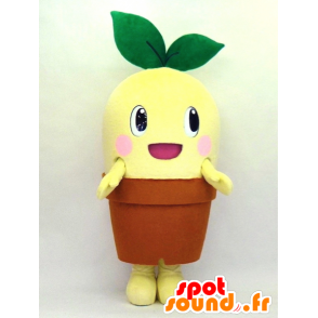 Mascote flor amarelo em um frasco castanho - MASFR27333 - Yuru-Chara Mascotes japoneses