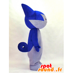 Mascote do cão lobo cinzento e azul com feroz - MASFR27336 - Yuru-Chara Mascotes japoneses