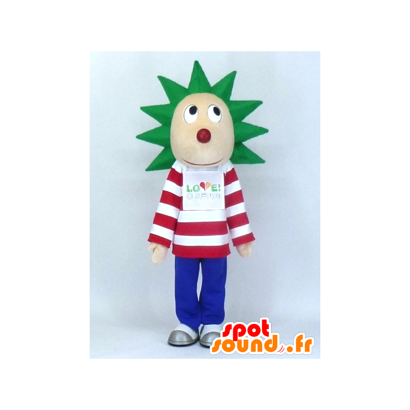 Egel mascotte met groen haar en een matroos - MASFR27366 - Yuru-Chara Japanse Mascottes