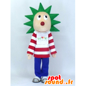 Egel mascotte met groen haar en een matroos - MASFR27366 - Yuru-Chara Japanse Mascottes