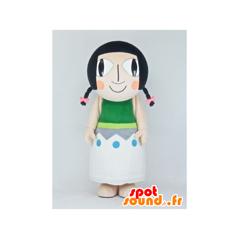 Mascotte Kokeshi, marrone indiano con un abito colorato - MASFR27369 - Yuru-Chara mascotte giapponese