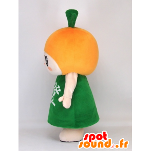 Daliang chan maskot, obří oranžová s zelených šatech - MASFR27396 - Yuru-Chara japonské Maskoti