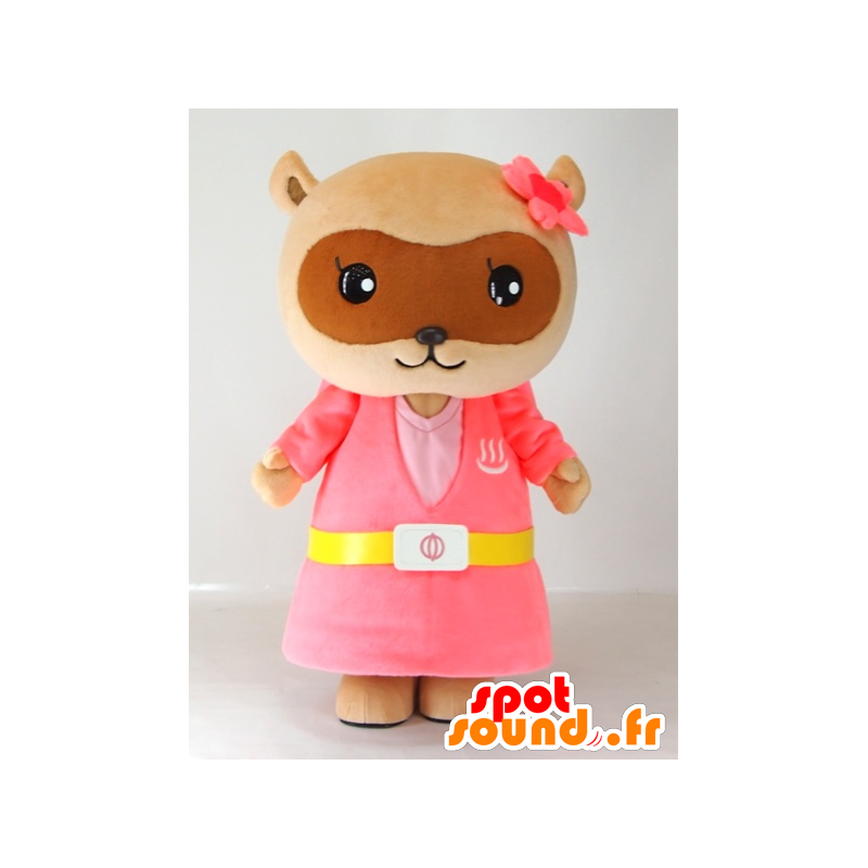 Yutapon rosa Maskottchen, Waschbären in rosa gekleidet - MASFR27408 - Yuru-Chara japanischen Maskottchen