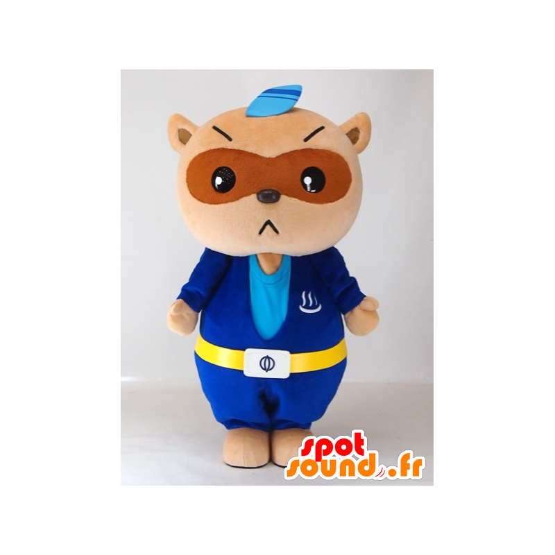 Mascotte de Yutapon Blue, raton-laveur habillé en bleu - MASFR27411 - Mascottes Yuru-Chara Japonaises