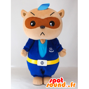 Mascotte de Yutapon Blue, raton-laveur habillé en bleu - MASFR27411 - Mascottes Yuru-Chara Japonaises