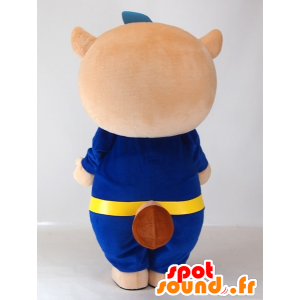 Mascotte de Yutapon Blue, raton-laveur habillé en bleu - MASFR27411 - Mascottes Yuru-Chara Japonaises