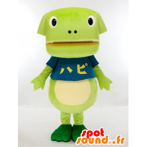 Happy-chan mascot, green frog and white - MASFR27420 - Yuru-Chara Japanese mascots